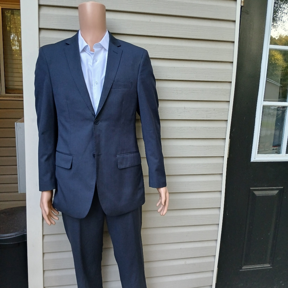 Paulo Solari Dress Formal Jacket Pants Sz 37R Mens Dark Blue two button